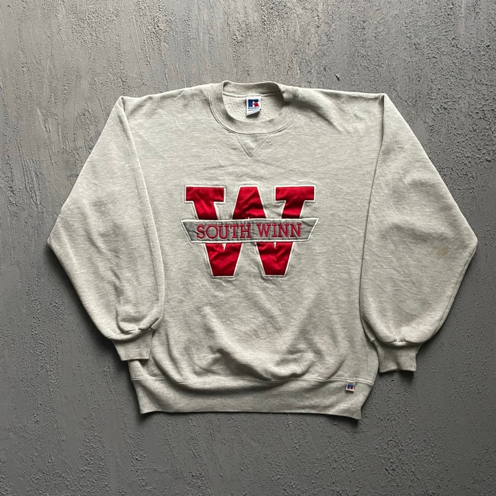Vintage South Winn High School Sweatshirt Mens Large Grey 90s Russell Athletic